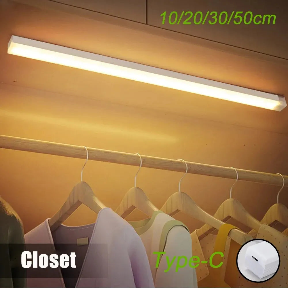 1pc Rechargeable LED Motion Sensor Cabinet Light - Ideal for Closet, Kitchen, Wardrobe, Stairs - Battery Operated Night