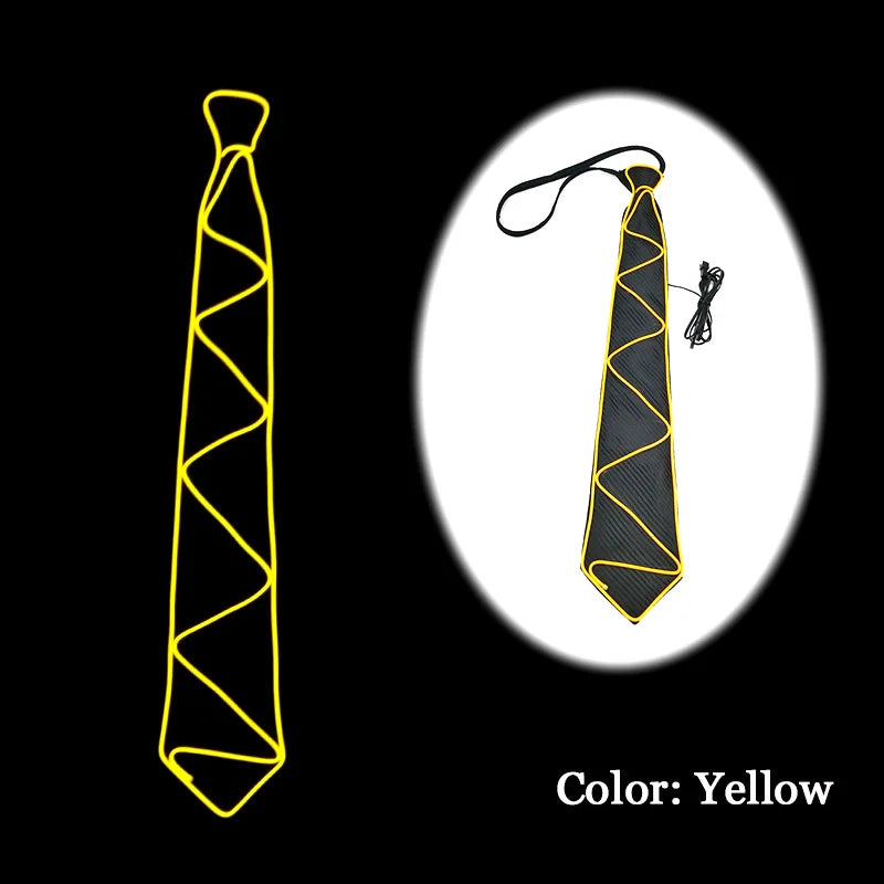 New Style Light Up Neon Bowtie EL Wire LED Necktie Glowing Luminous Bar Party Tie Christmas Decor Rave Costume Accessories