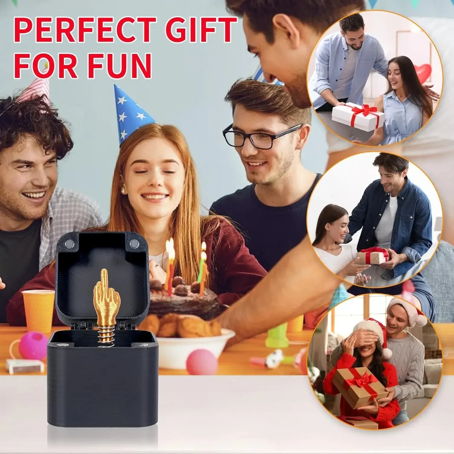 Middle Finger in A Box, Gag Gifts Christmas, Funny Gifts, White Elephont Gifts for Adults, Joke Prank Gag Quirky Gifts for Men