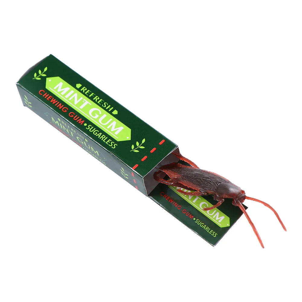 Prank Trick Toy April Fools Day Simulation Fake Chewing Gum Toy Shocking Cockroach Chewing Pull Head Spoof Toys For Children