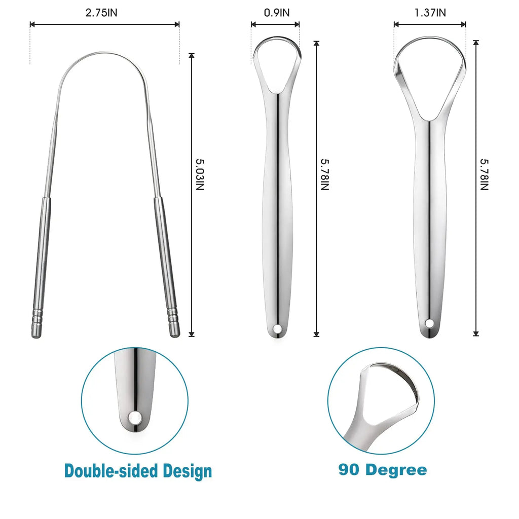 1pcs/2pcs/3pcs Metal Tongue Scraper Cleaner for Adults & Kids, Portable Stainless Steel Tongue Scrapers Brushes for Removing