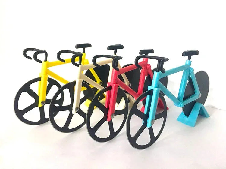 Creative Dual Pizza Cutter Stainless Steel Bike Wheel Rolling Slicers Cutting Knife Non-stick Pizza Cake Hob Kitchen OK 0991