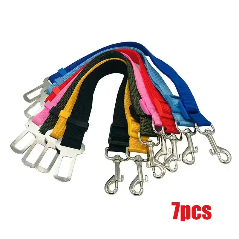 1/2/7Pcs Adjustable Pet Cat Dog Car Seat Belt Pet Seat Dog Harness Lead Clip Safety Lever Traction Dog Collars Dogs Accessoires