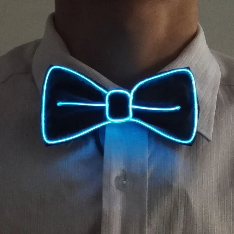 New Style Light Up Neon Bowtie EL Wire LED Necktie Glowing Luminous Bar Party Tie Christmas Decor Rave Costume Accessories