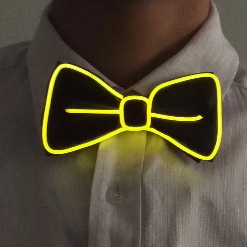 New Style Light Up Neon Bowtie EL Wire LED Necktie Glowing Luminous Bar Party Tie Christmas Decor Rave Costume Accessories