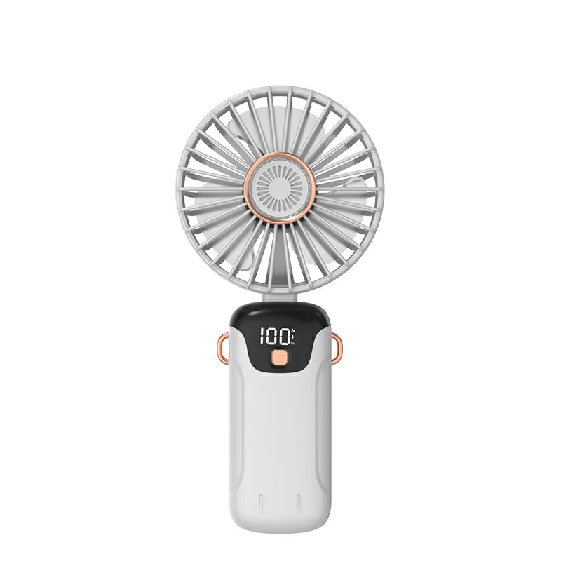 Portable Handheld Small Fan Multifunctional Folding Mini Cute Hanging Neck Small Fan Student Dormitory With Display Screen