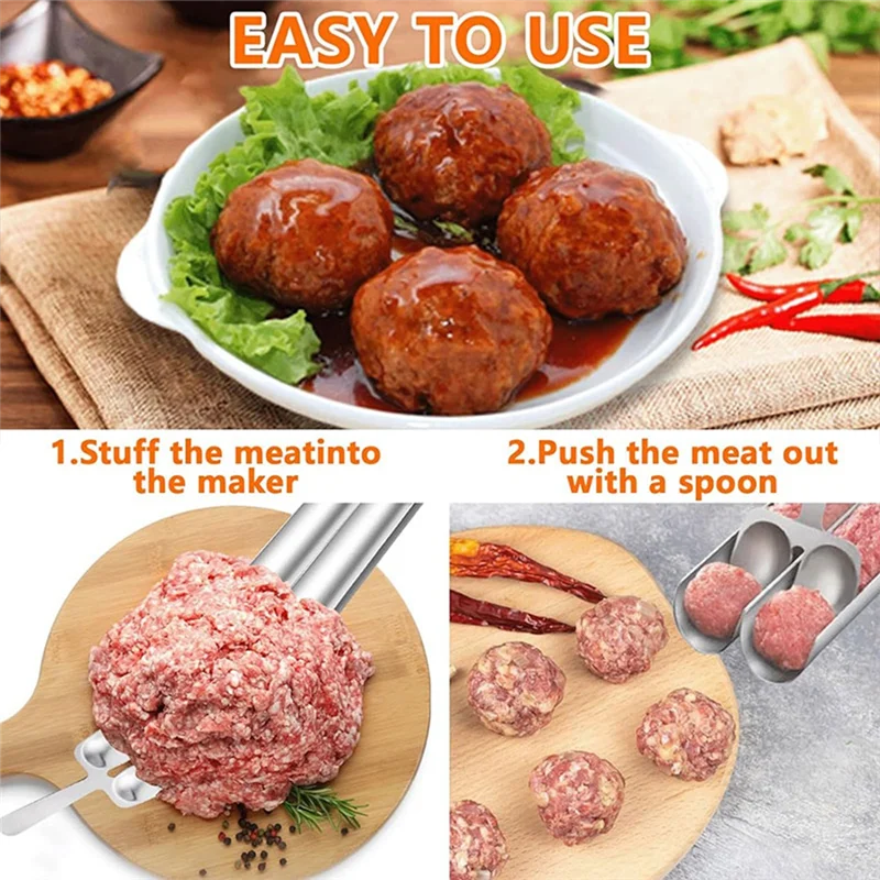 ABXF-Meatball Maker+Cutting Spade Multifunction Meatball Scoop Maker Stainless Steel Kitchen Manual Meatball Making Tools