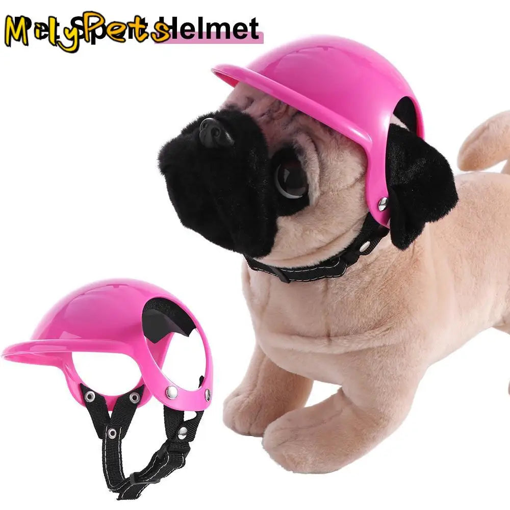 Cute Cat Headwear Dog Helmets with Ear Holes Adjustable Strap Pet Helmet Hat Hard Hat Photo Props Pet Ridding Cap Pet Supplies