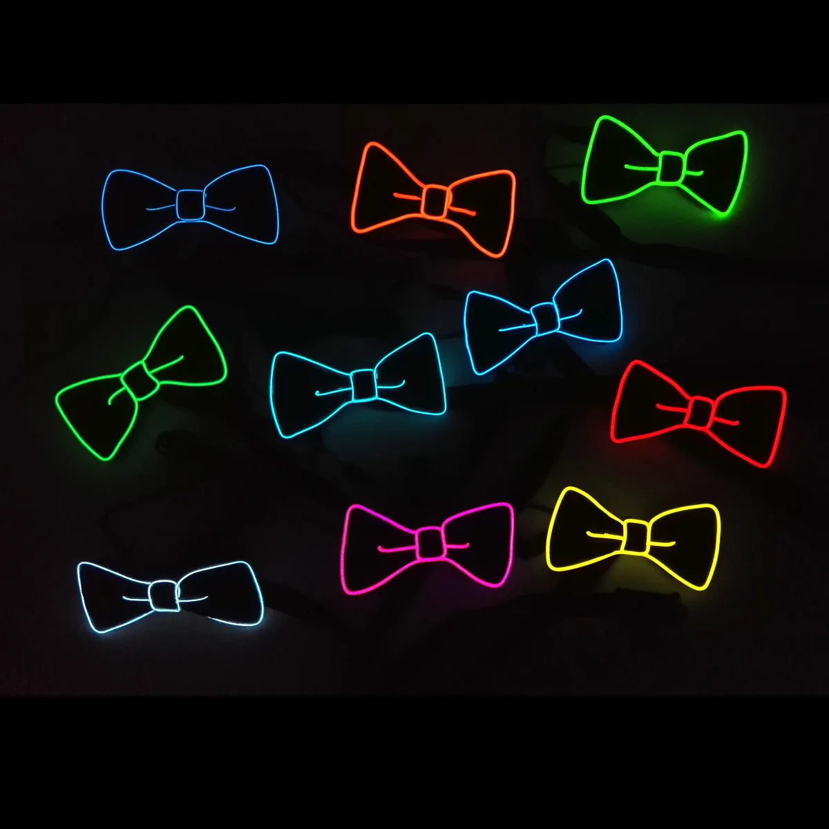 New Style Light Up Neon Bowtie EL Wire LED Necktie Glowing Luminous Bar Party Tie Christmas Decor Rave Costume Accessories
