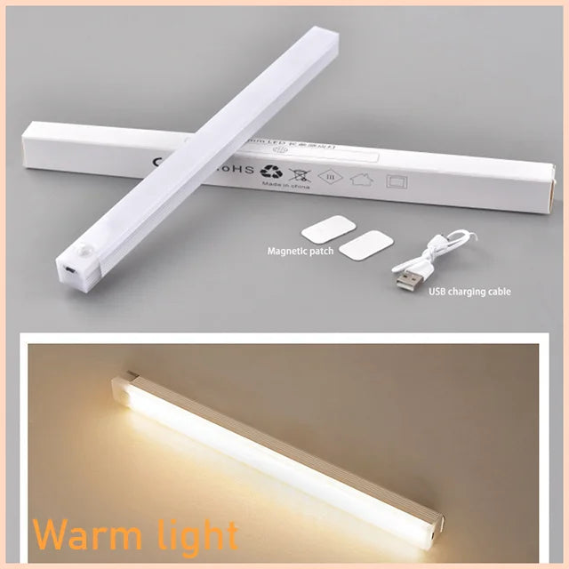 Cabinet Light USB Rechargeable Motion Sensor LED Bar Light Induction Night Light Portable for Kitchen Bedside Wardrobe Closet