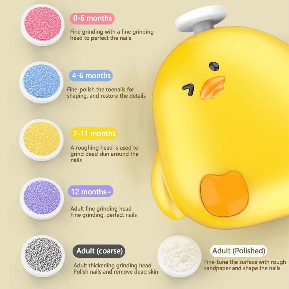 Cartoon Electric Baby Nail Trimmer Portable Quiet Operation Baby Nail Grinder Anti-clamping Chicken Shape Electric Nail Clipper