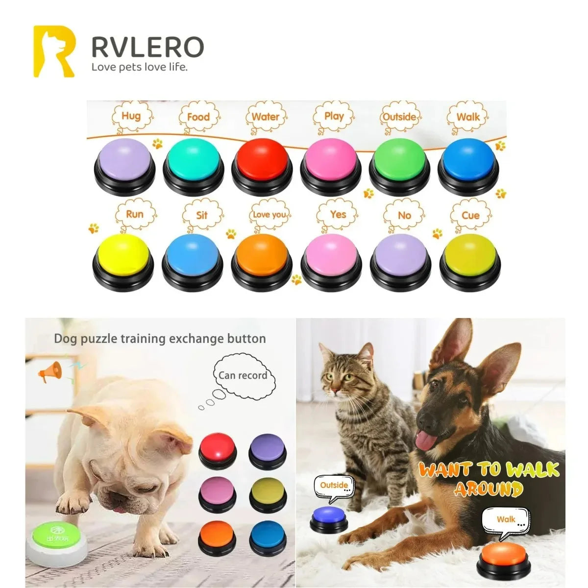 Funny Dog Recordable Pet Toys Travel Talking Pet Starters Dog Speaking Buttons Portable Cute Pet Supplies Communication Dog