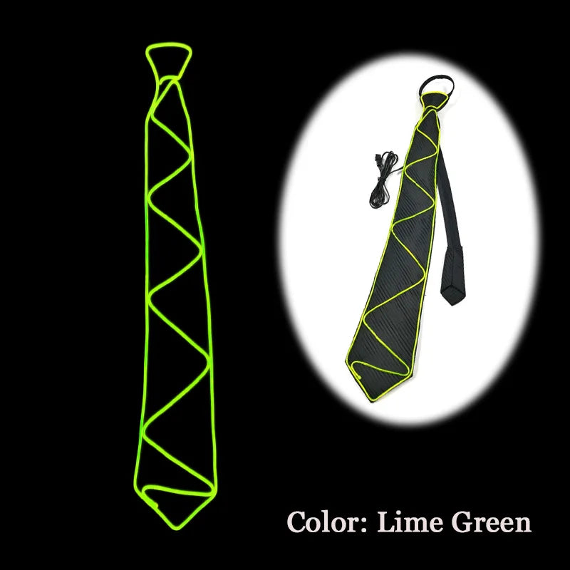 New Style Light Up Neon Bowtie EL Wire LED Necktie Glowing Luminous Bar Party Tie Christmas Decor Rave Costume Accessories