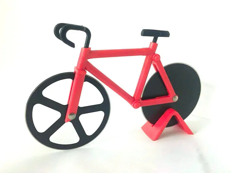 Creative Dual Pizza Cutter Stainless Steel Bike Wheel Rolling Slicers Cutting Knife Non-stick Pizza Cake Hob Kitchen OK 0991