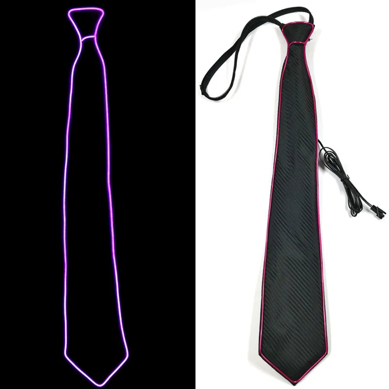 Flashing Neon Light LED Tie Halloween Christmas Dance Supplies Wedding Performance Decoration Luminous EL Wire Necktie