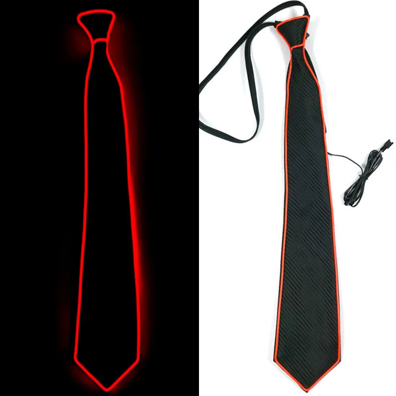 Flashing Neon Light LED Tie Halloween Christmas Dance Supplies Wedding Performance Decoration Luminous EL Wire Necktie