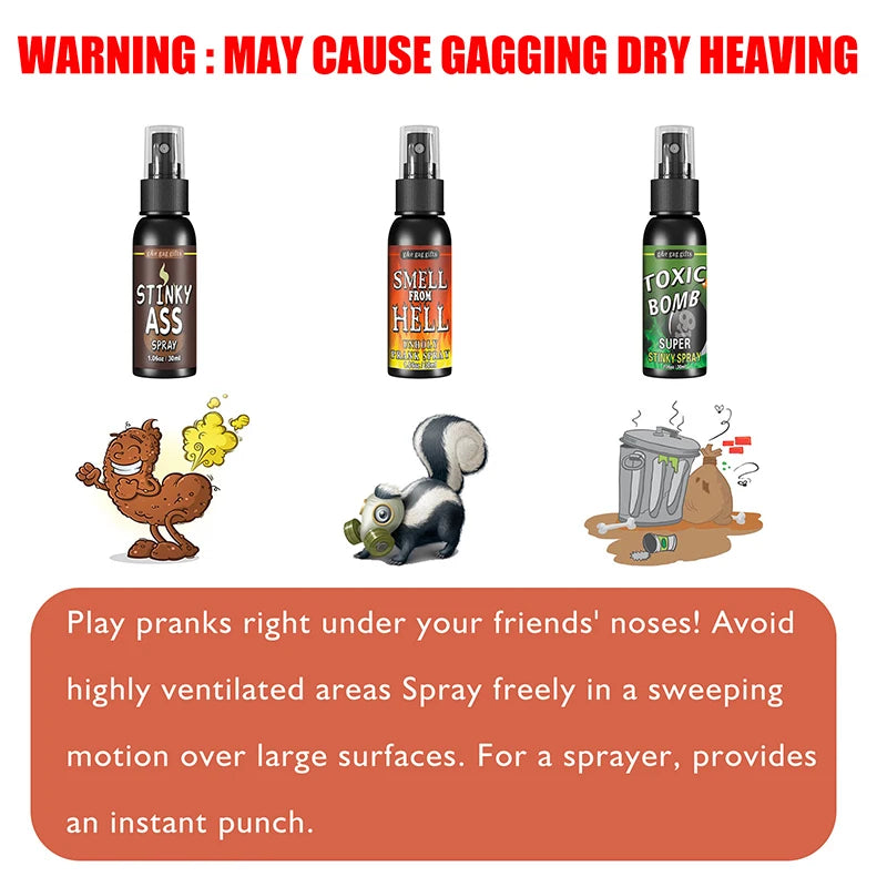 30ml Fart Gag Spray Prank Joke Plastic Spray Can Stink Adults Kid Terrible Stinky Fart Spray Non Toxic Halloween Funny Toys
