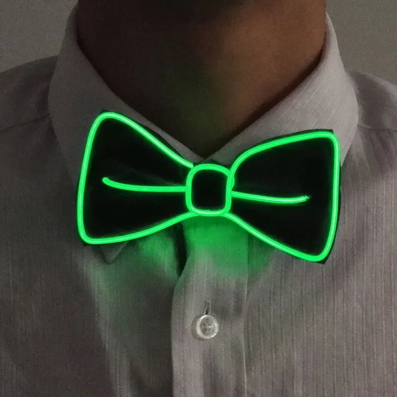 New Style Light Up Neon Bowtie EL Wire LED Necktie Glowing Luminous Bar Party Tie Christmas Decor Rave Costume Accessories
