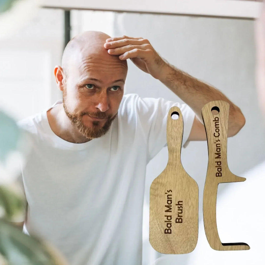Gag Comb For Bald Man Wooden Hairless Comb Prank Brush Hilarious Toothless Combs Funny Practical Joke Gag Comb for Man Gift