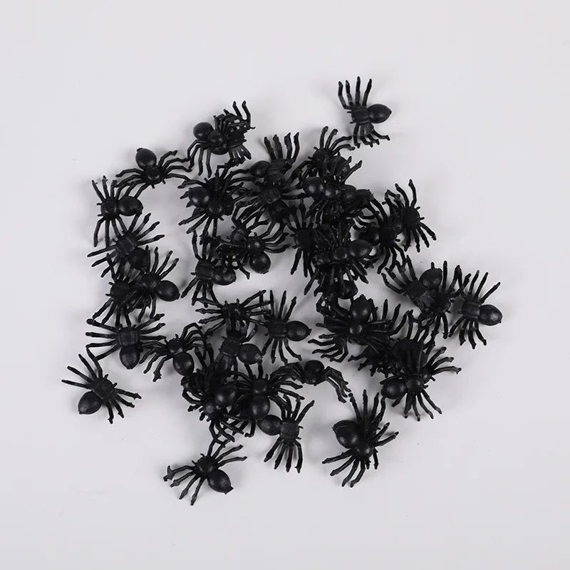 100/50pcs Realistic Spider Christmas Halloween Decoration Plastic Mini Spider Black Scary Spider Prank Haunted House Decorations