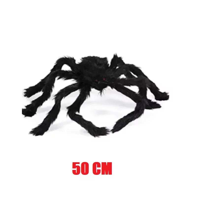 Halloween Big Plush Spider Horror Halloween Decoration Party Prop Outdoor Giant Spider Decor 30-200cm Chamber Prank Black Spider