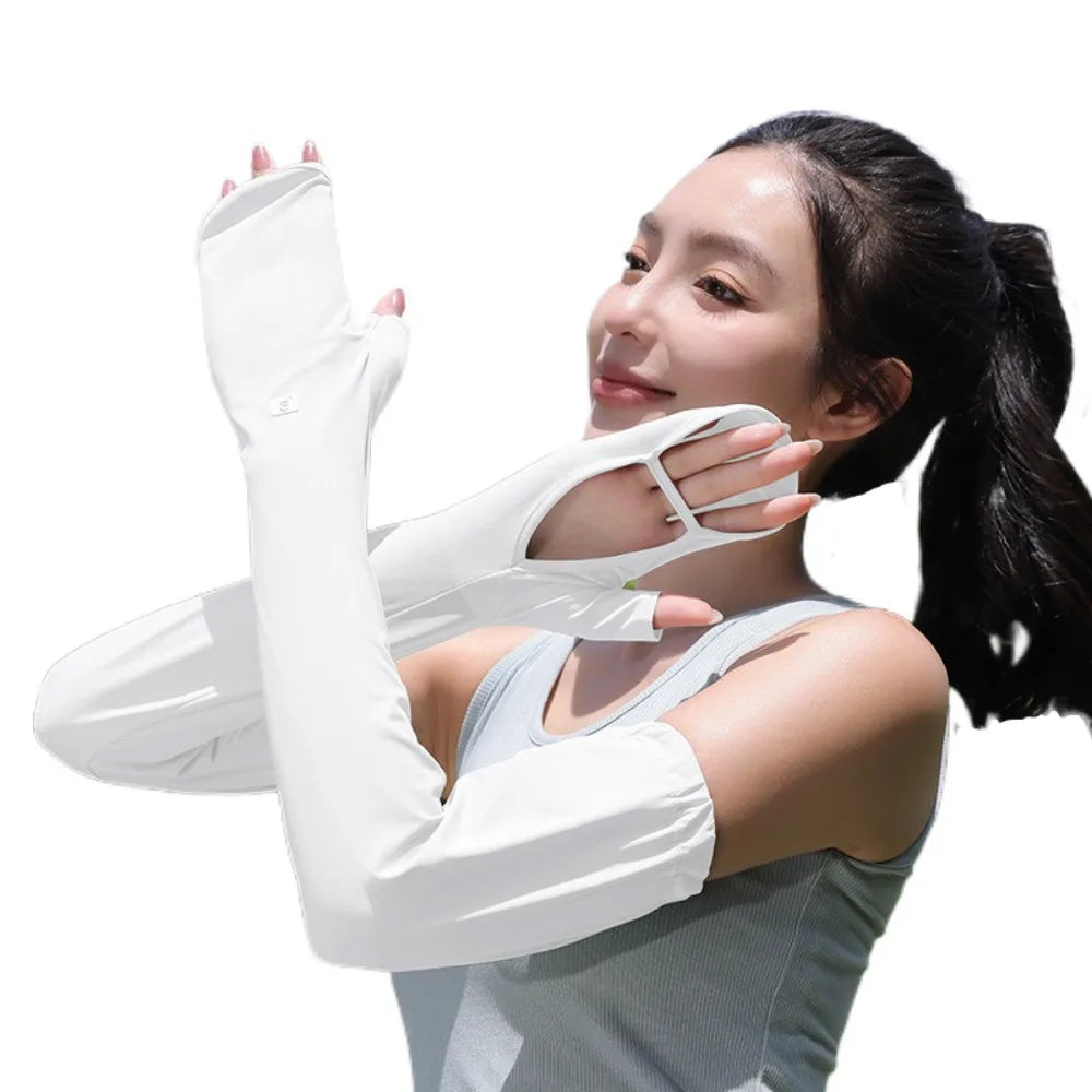 Protect Hand Ice Silk Sleeves Anti-UV Full Wrap Sunscreen Sleeve Sun Protection UV Insulation Cycling Sleeve Gloves Outdoor