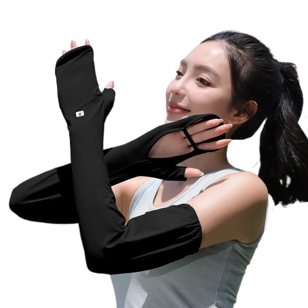 Protect Hand Ice Silk Sleeves Anti-UV Full Wrap Sunscreen Sleeve Sun Protection UV Insulation Cycling Sleeve Gloves Outdoor