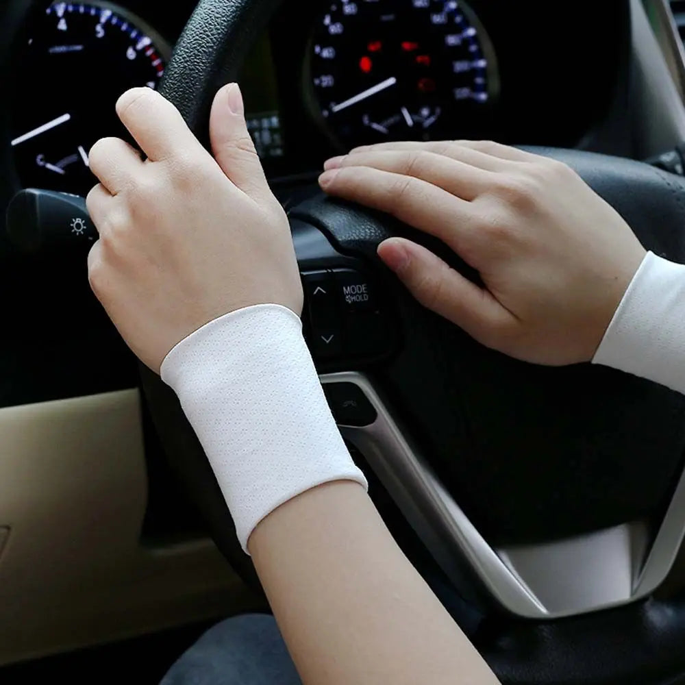 For Men Women Unisex Solid Color Elastic Wrist Cover Sports Wristband Ice Silk Sleeves Cycling Arm Sleeves Sunscreen Wrist