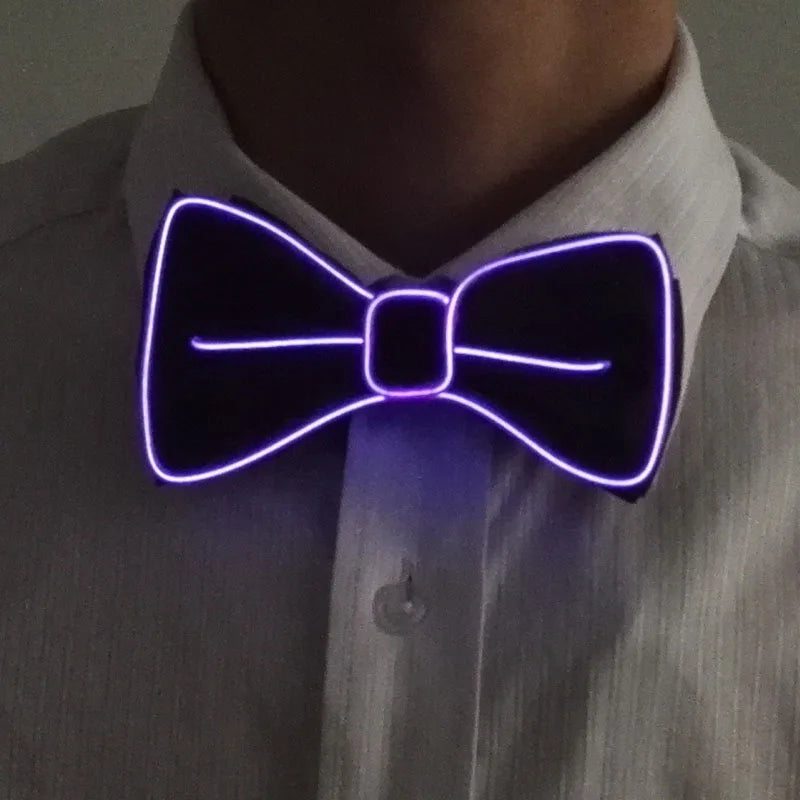 New Style Light Up Neon Bowtie EL Wire LED Necktie Glowing Luminous Bar Party Tie Christmas Decor Rave Costume Accessories