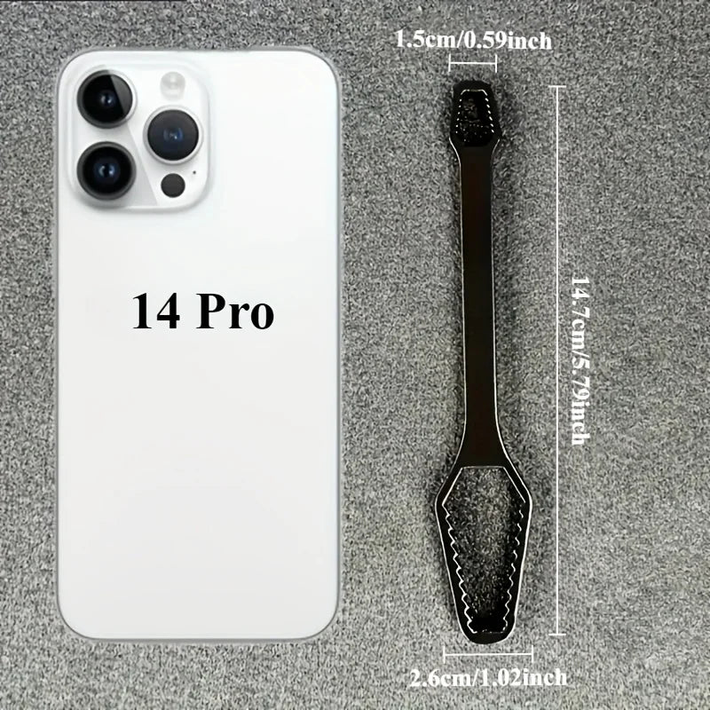 Multi functional black 5mm thick T-shaped wrench, adjustable self tightening double head wrench, wrench diameter 3-17mm