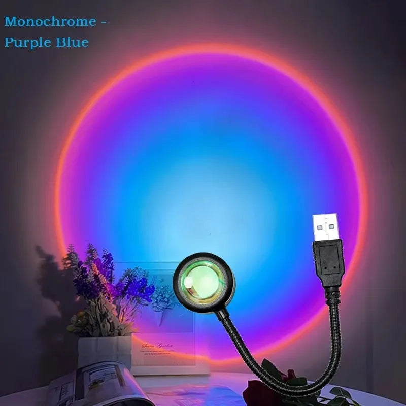 USB Sunset Sunset Ambiance Light Self Photography Light LED Rainbow Neon Night Light Projector Photography Wall Atmosphere Light