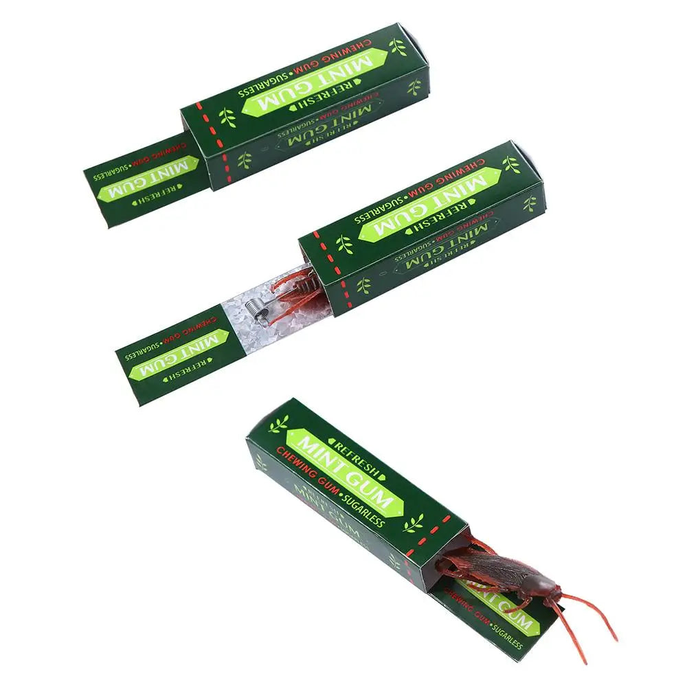 Prank Trick Toy April Fools Day Simulation Fake Chewing Gum Toy Shocking Cockroach Chewing Pull Head Spoof Toys For Children