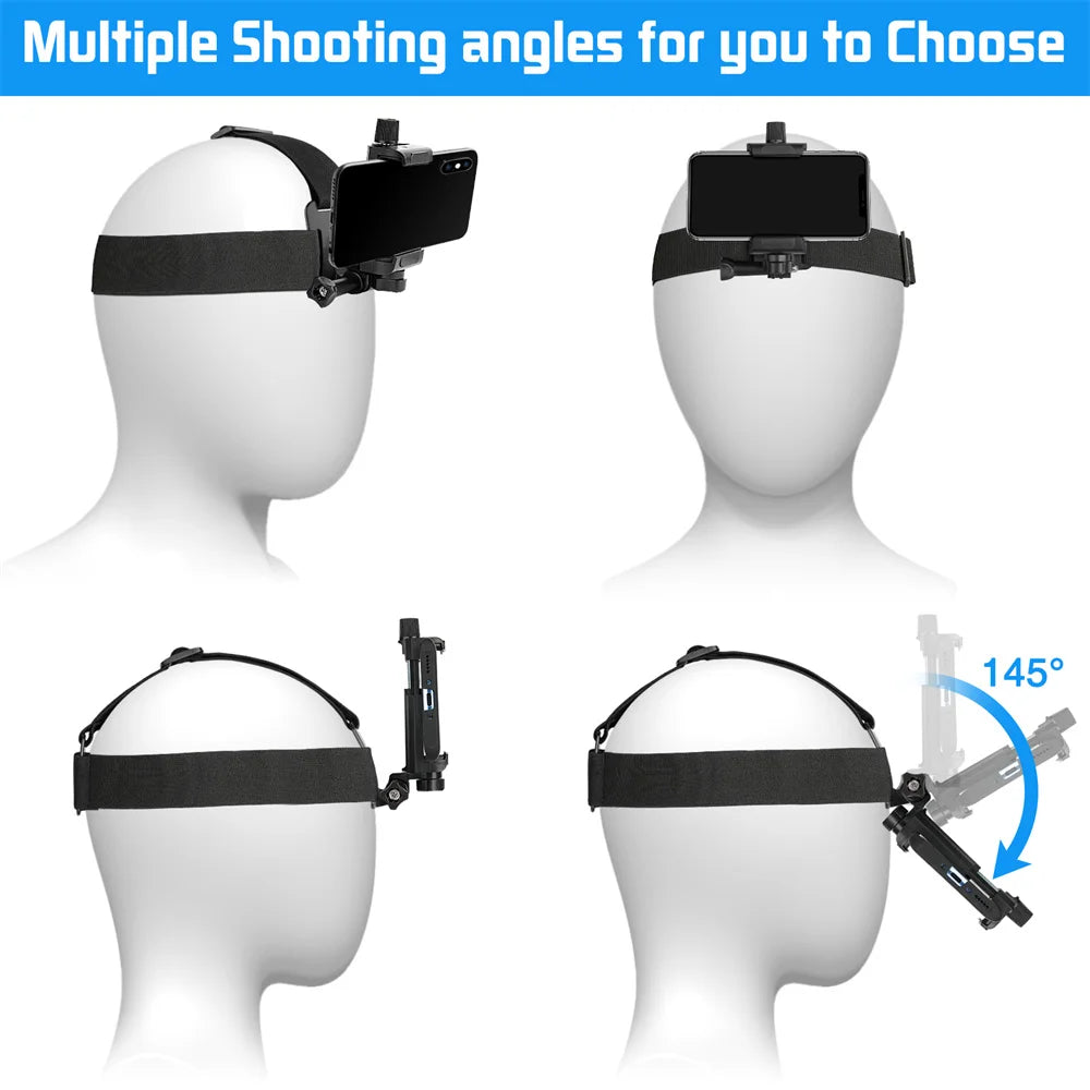 Universal Smartphone Head Strap Mount With Mobile Phone Holder Clip for Iphone 14 13 Xiaomi Huawei Samsung for Action Camera POV