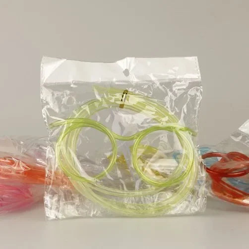 Funny Soft Glasses Straw Baby Flexible Drinking Tube Kids Crazy DIY Straws Creative Toys Children Birthday Party Toy Accessories