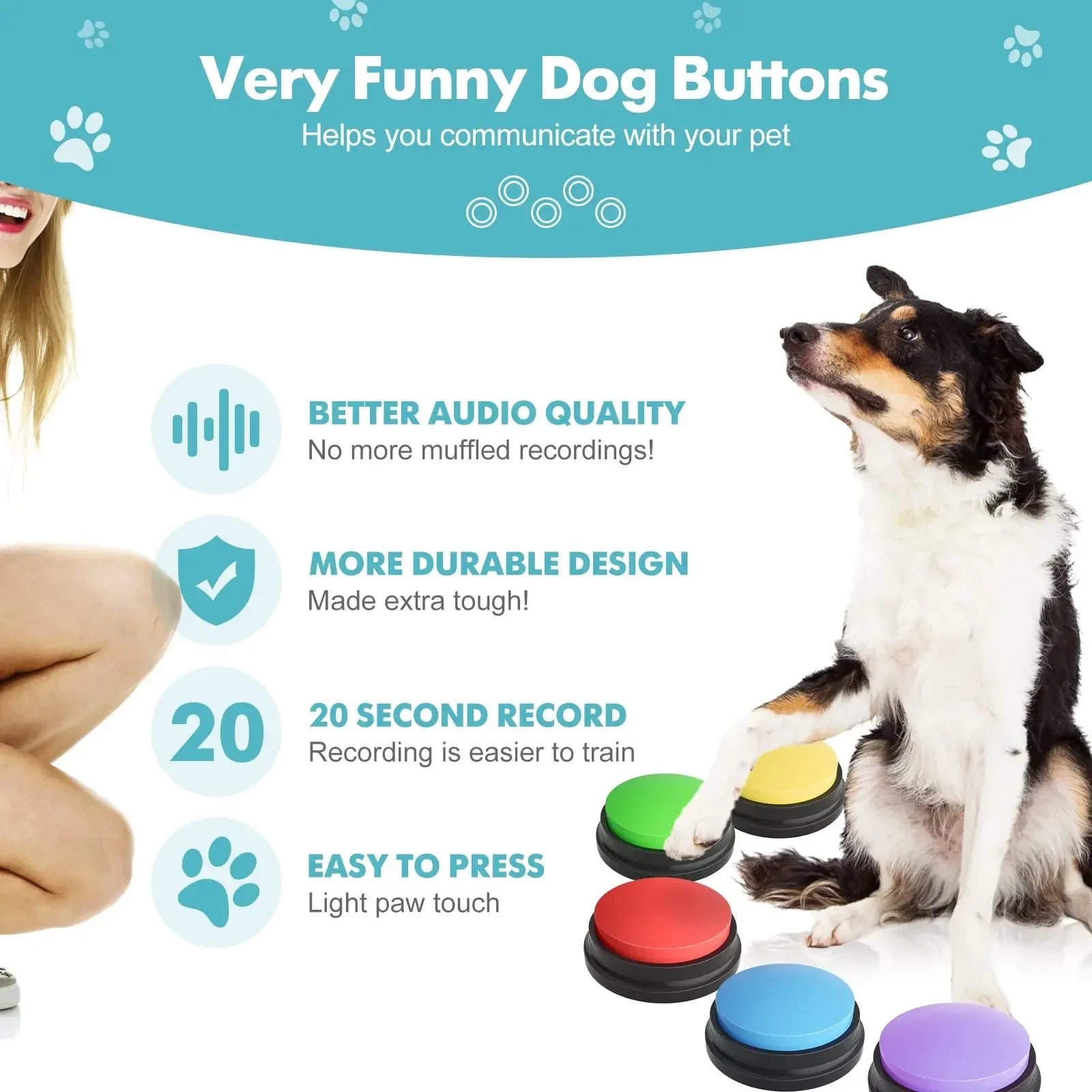 Funny Dog Recordable Pet Toys Travel Talking Pet Starters Dog Speaking Buttons Portable Cute Pet Supplies Communication Dog