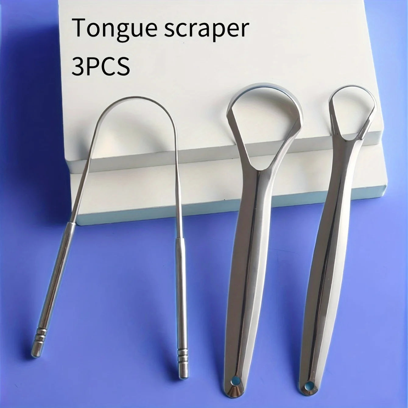 3pcs Stainless Steel Tongue Scraper U-shaped Metal Fresh Breath Cleaning Coated Tongue Toothbrush Oral Hygiene Care Tools