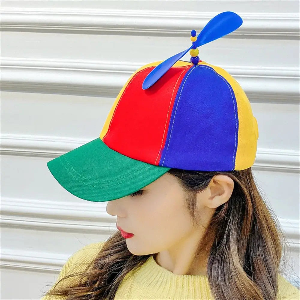 52-61cm Kids Boys Girls Rainbow Baseball Cap Bamboo Dragonfly Funny Snapback Hat Helicopter Propeller Adventure Dad Hat