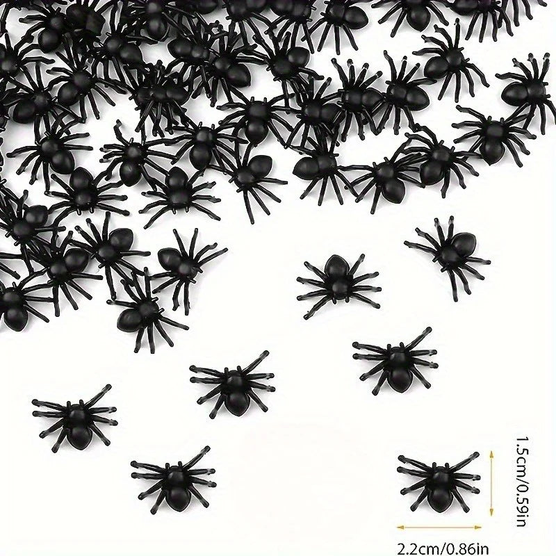 100/50pcs Realistic Spider Christmas Halloween Decoration Plastic Mini Spider Black Scary Spider Prank Haunted House Decorations