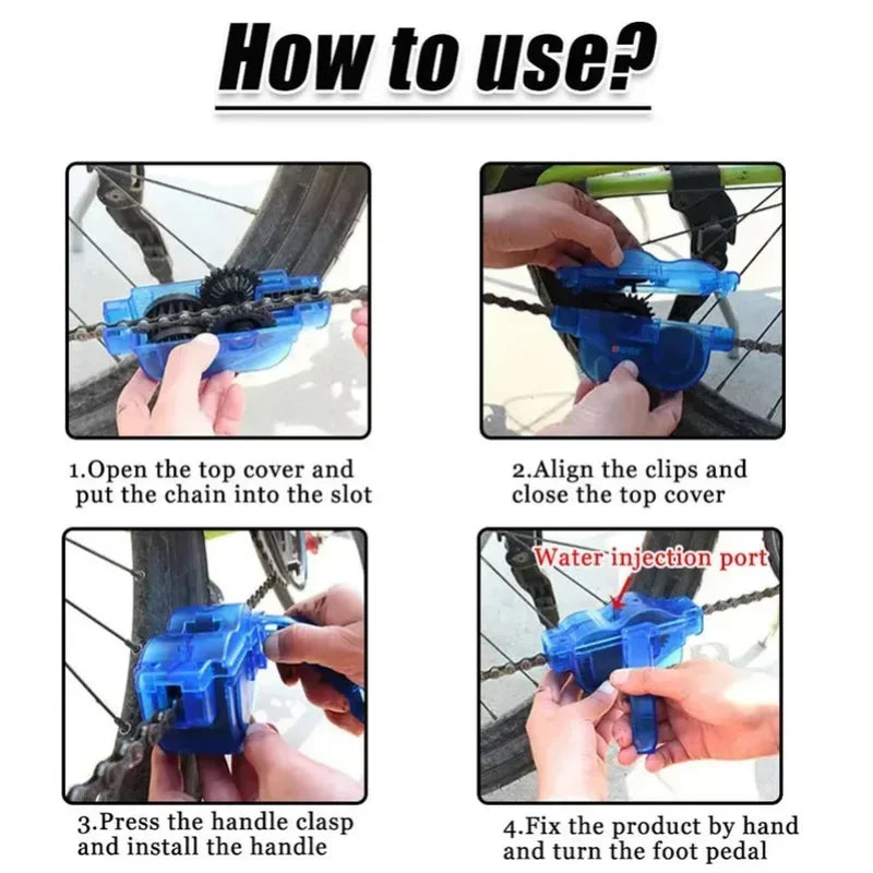 Portable Bicycle Chain Cleaner Bike Brushes Scrubber Wash Tool Mountain Cycling Cleaning Kit Outdoor Accessory