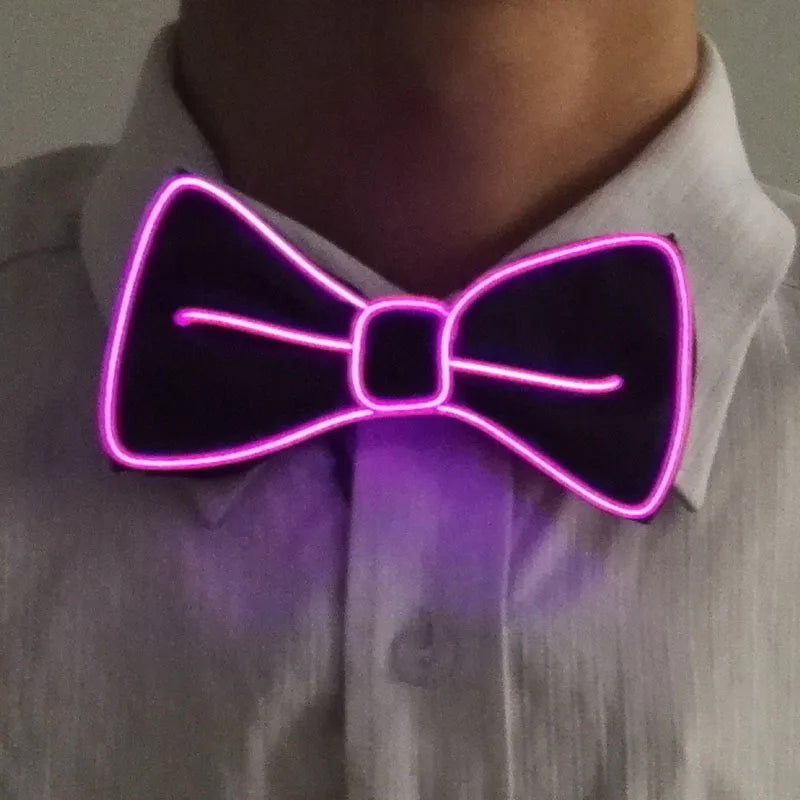 New Style Light Up Neon Bowtie EL Wire LED Necktie Glowing Luminous Bar Party Tie Christmas Decor Rave Costume Accessories