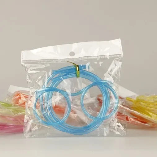 Funny Soft Glasses Straw Baby Flexible Drinking Tube Kids Crazy DIY Straws Creative Toys Children Birthday Party Toy Accessories