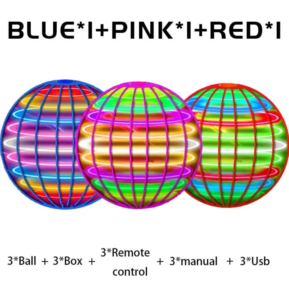 Flying Ball Children's Hand Controlled Color LED Cosmic Globe 360 ° Rotating Suspension Ball Suitable for Indoor and Outdoor Toy