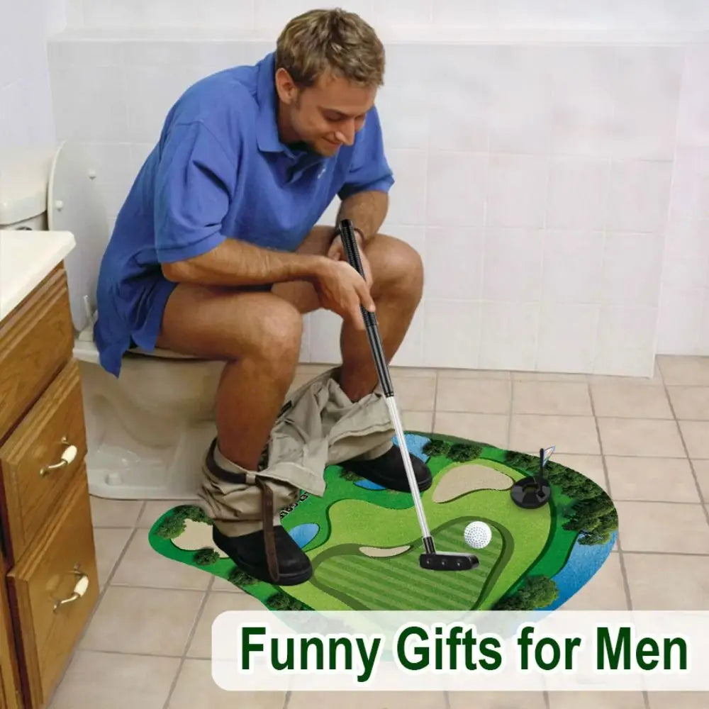 Golf Accessories Mini Toilet Golf Game Funny Creative Mini Golf Practice Set Green Felt Relax Golf Sport Set Children's Toy