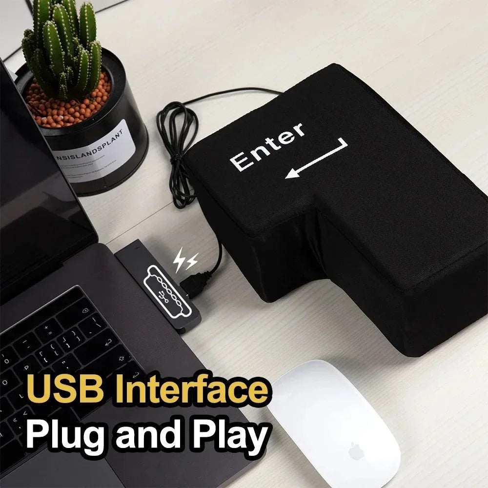 Big USB Enter Key Anti Stress Button Decompression Computer Any Vent Pillows Button Desktop Pillow For Programmer Big Enter Key