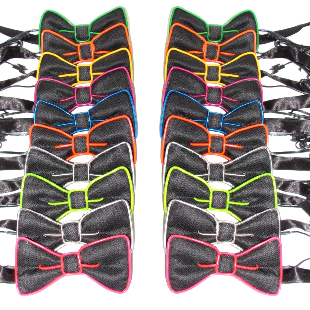 New Style Light Up Neon Bowtie EL Wire LED Necktie Glowing Luminous Bar Party Tie Christmas Decor Rave Costume Accessories