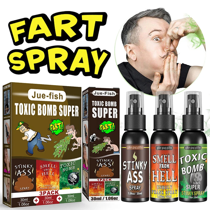 30ml Fart Gag Spray Prank Joke Plastic Spray Can Stink Adults Kid Terrible Stinky Fart Spray Non Toxic Halloween Funny Toys