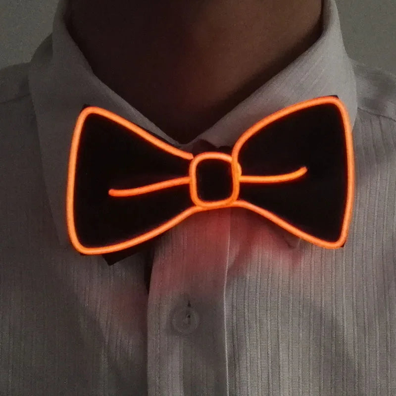 New Style Light Up Neon Bowtie EL Wire LED Necktie Glowing Luminous Bar Party Tie Christmas Decor Rave Costume Accessories