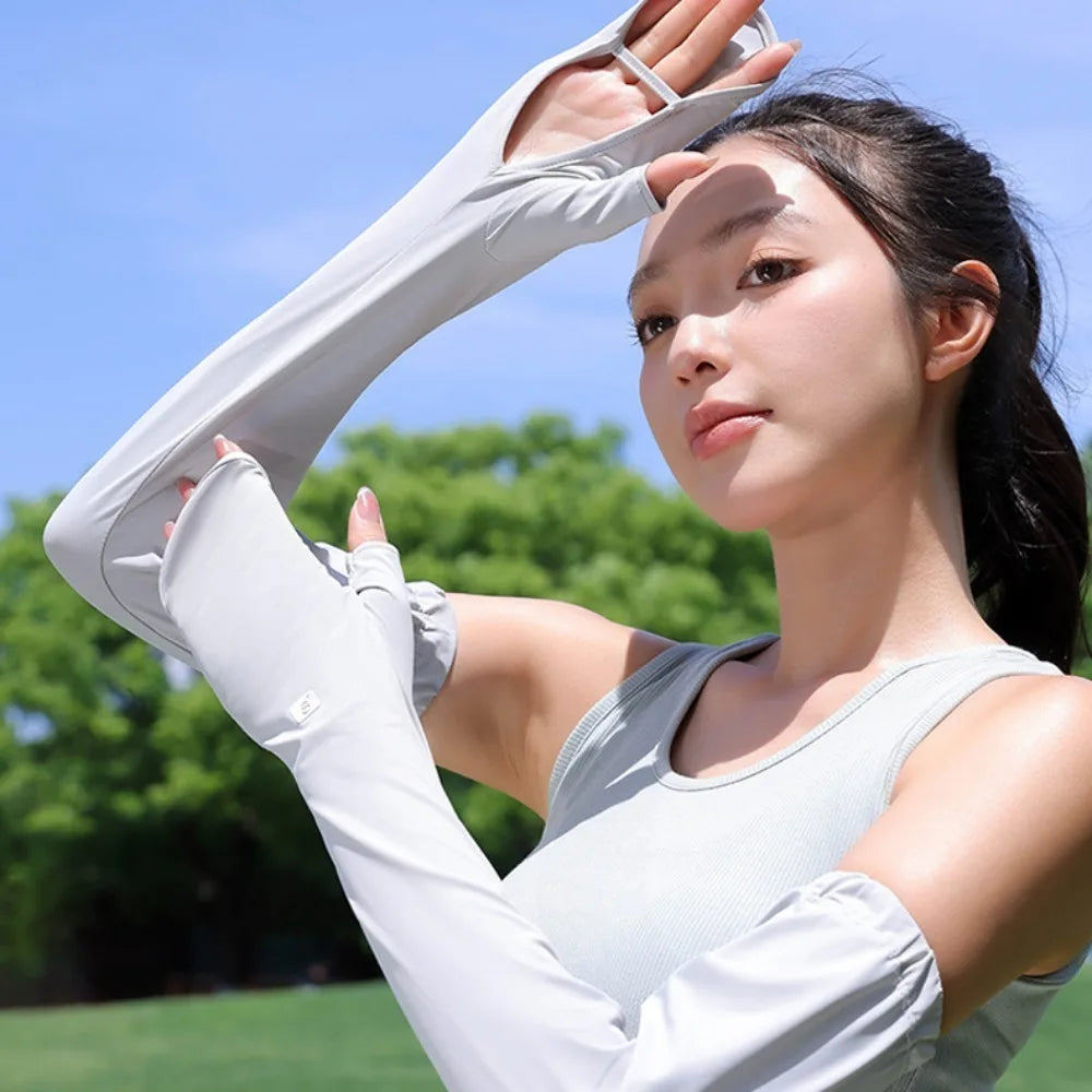Protect Hand Ice Silk Sleeves Anti-UV Full Wrap Sunscreen Sleeve Sun Protection UV Insulation Cycling Sleeve Gloves Outdoor