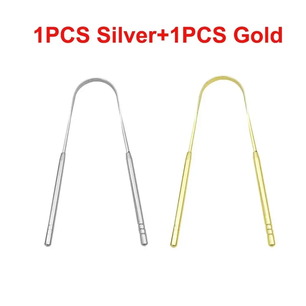 3pcs Stainless Steel Tongue Scraper U-shaped Metal Fresh Breath Cleaning Coated Tongue Toothbrush Oral Hygiene Care Tools