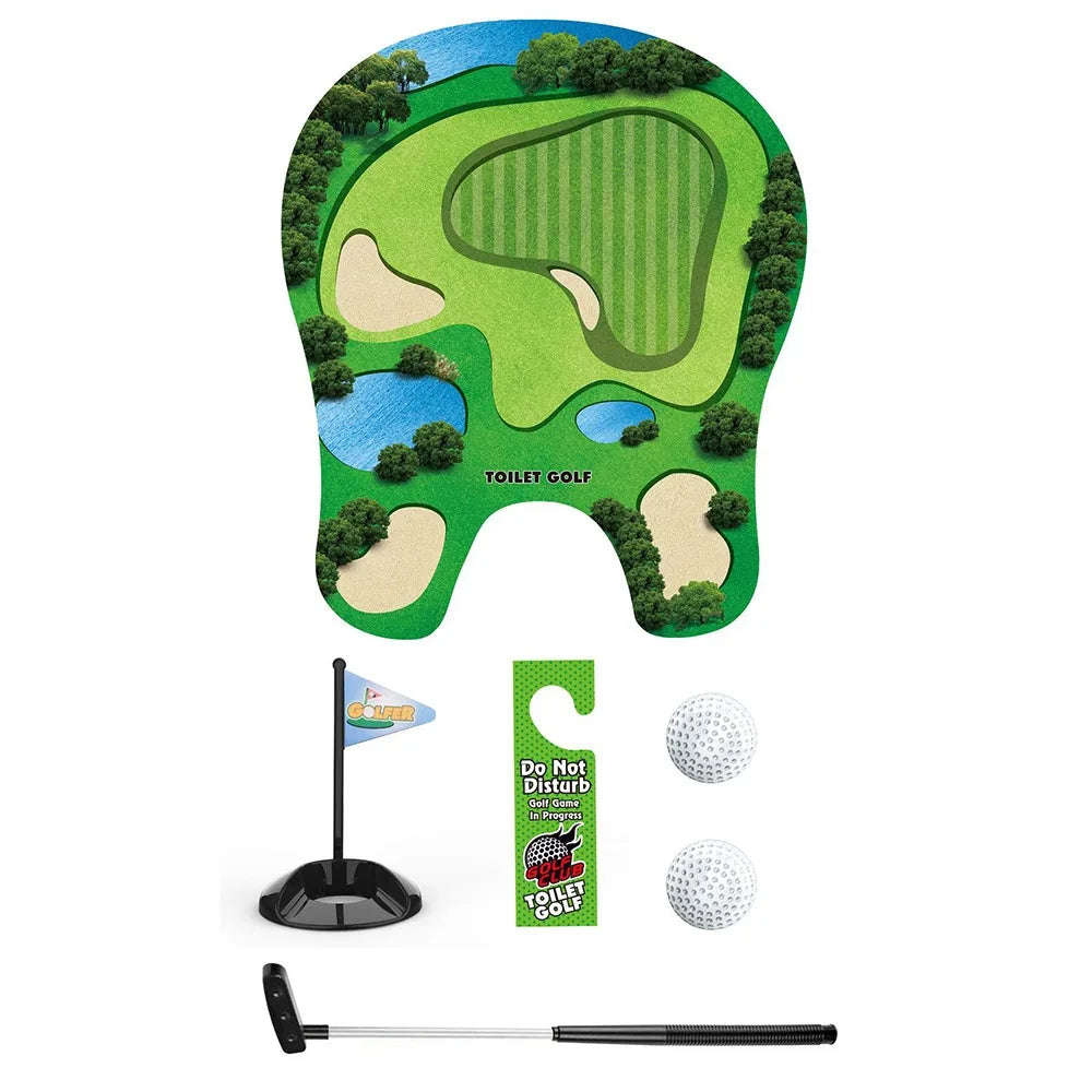 Golf Accessories Mini Toilet Golf Game Funny Creative Mini Golf Practice Set Green Felt Relax Golf Sport Set Children's Toy